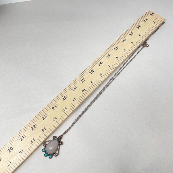 Freedom Brand Pendant Chain Necklace Southwest Silver-Tone‎ Turquoise Color - Picture 11 of 11